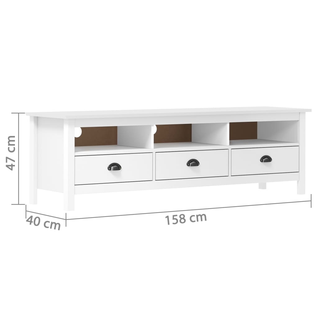 VidaXL Tv-meubel Hill Range 158x40x47 cm massief grenenhout wit