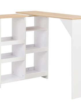 VidaXL Bartafel met verplaatsbaar schap 138x40x120 cm wit