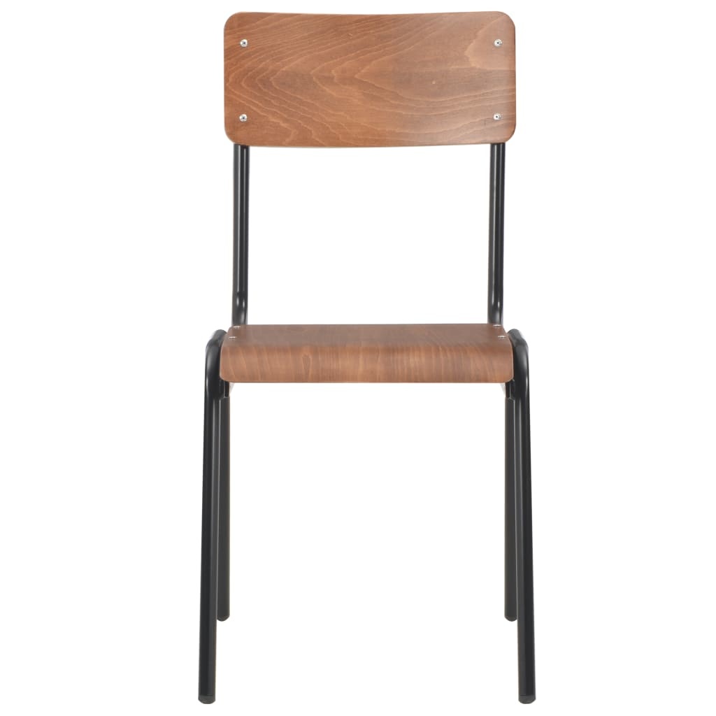 VidaXL Eetkamerstoelen 4 st massief multiplex staal bruin
