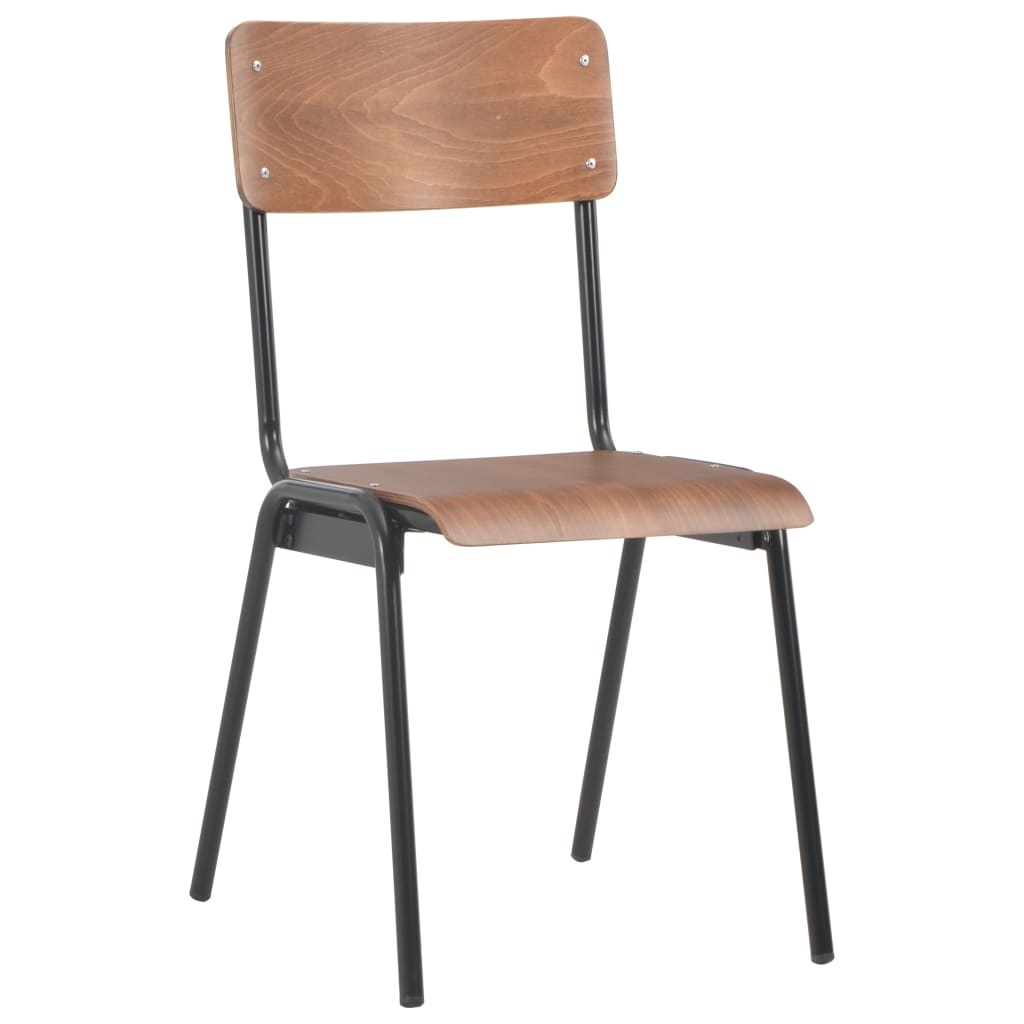 VidaXL Eetkamerstoelen 4 st massief multiplex staal bruin