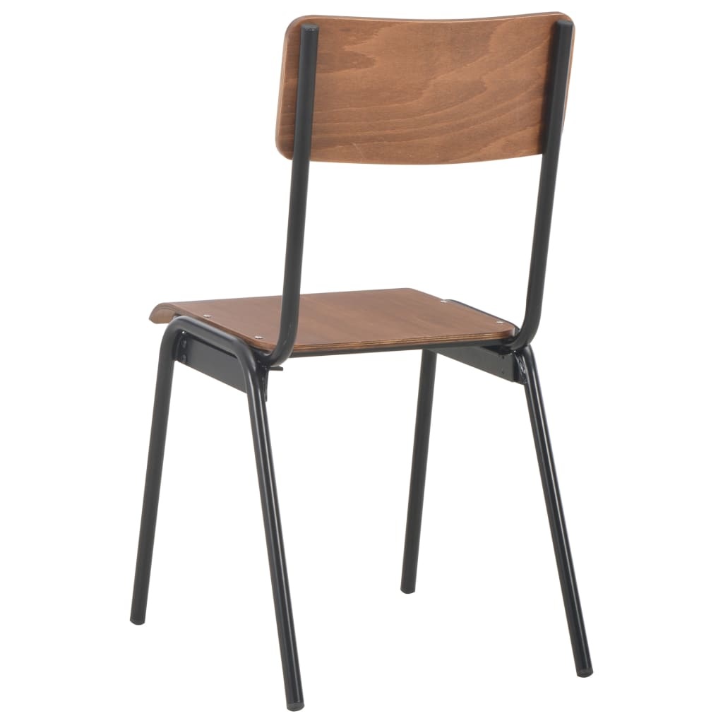 VidaXL Eetkamerstoelen 4 st massief multiplex staal bruin