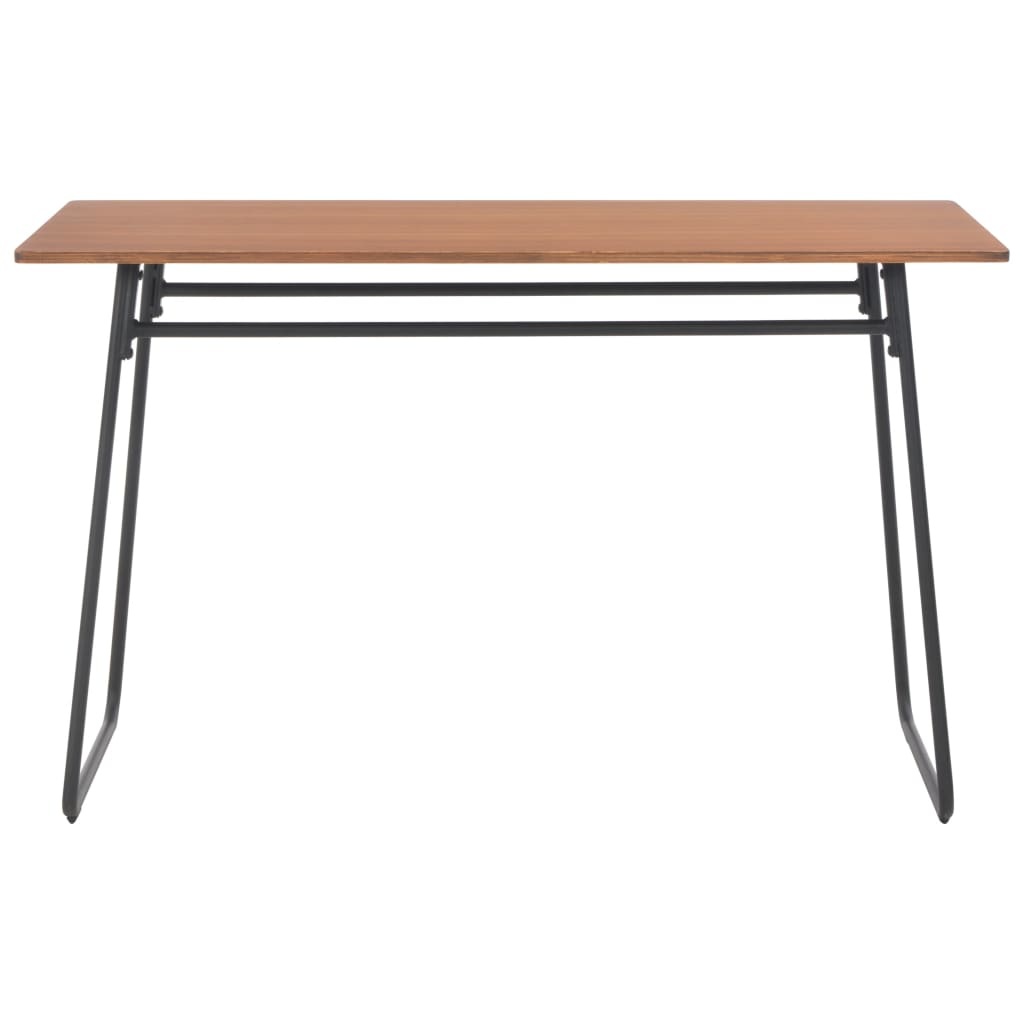 vidaXL Eettafel 120x60x73 cm massief multiplex staal bruin