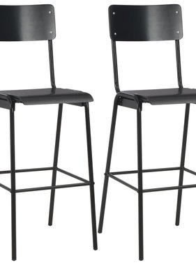 VidaXL Barstoelen 2 st massief multiplex staal zwart