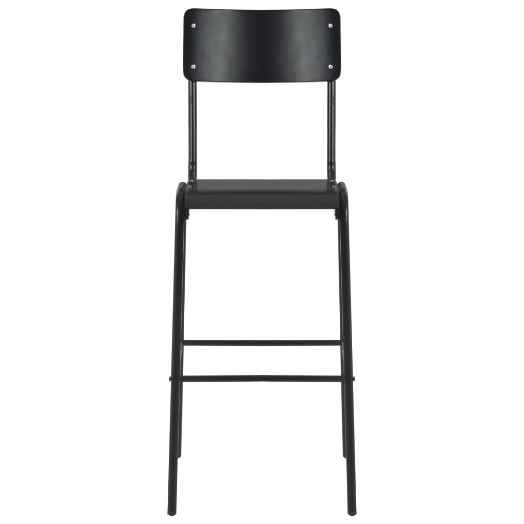 VidaXL Barstoelen 2 st massief multiplex staal zwart