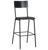 VidaXL Barstoelen 2 st massief multiplex staal zwart