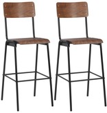 VidaXL Barstoelen 2 st massief multiplex staal bruin