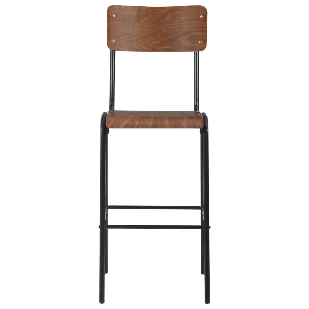 VidaXL Barstoelen 2 st massief multiplex staal bruin