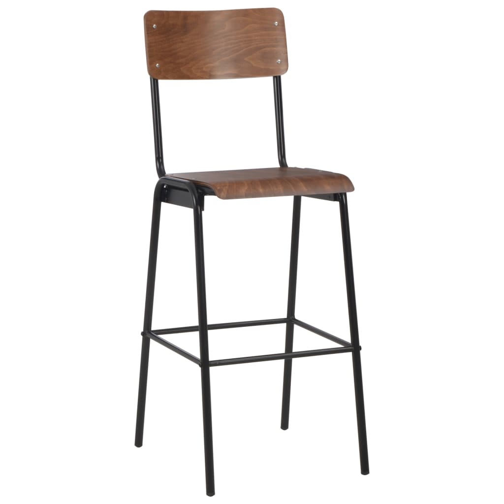 VidaXL Barstoelen 2 st massief multiplex staal bruin