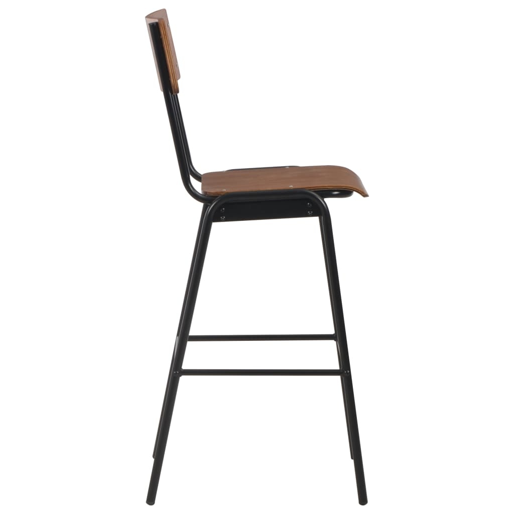 VidaXL Barstoelen 2 st massief multiplex staal bruin