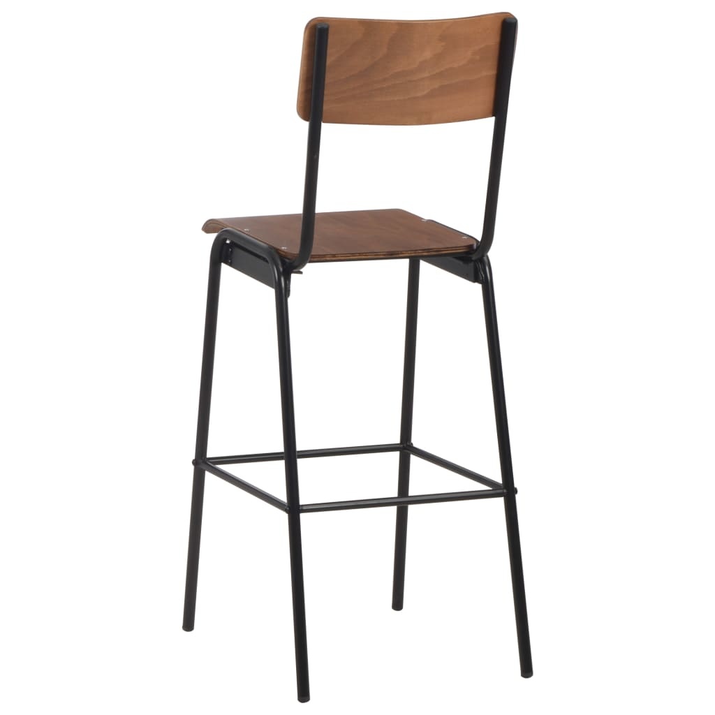 VidaXL Barstoelen 2 st massief multiplex staal bruin