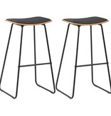 VidaXL Barkrukken met kunstleren zittingen 2 st staal zwart