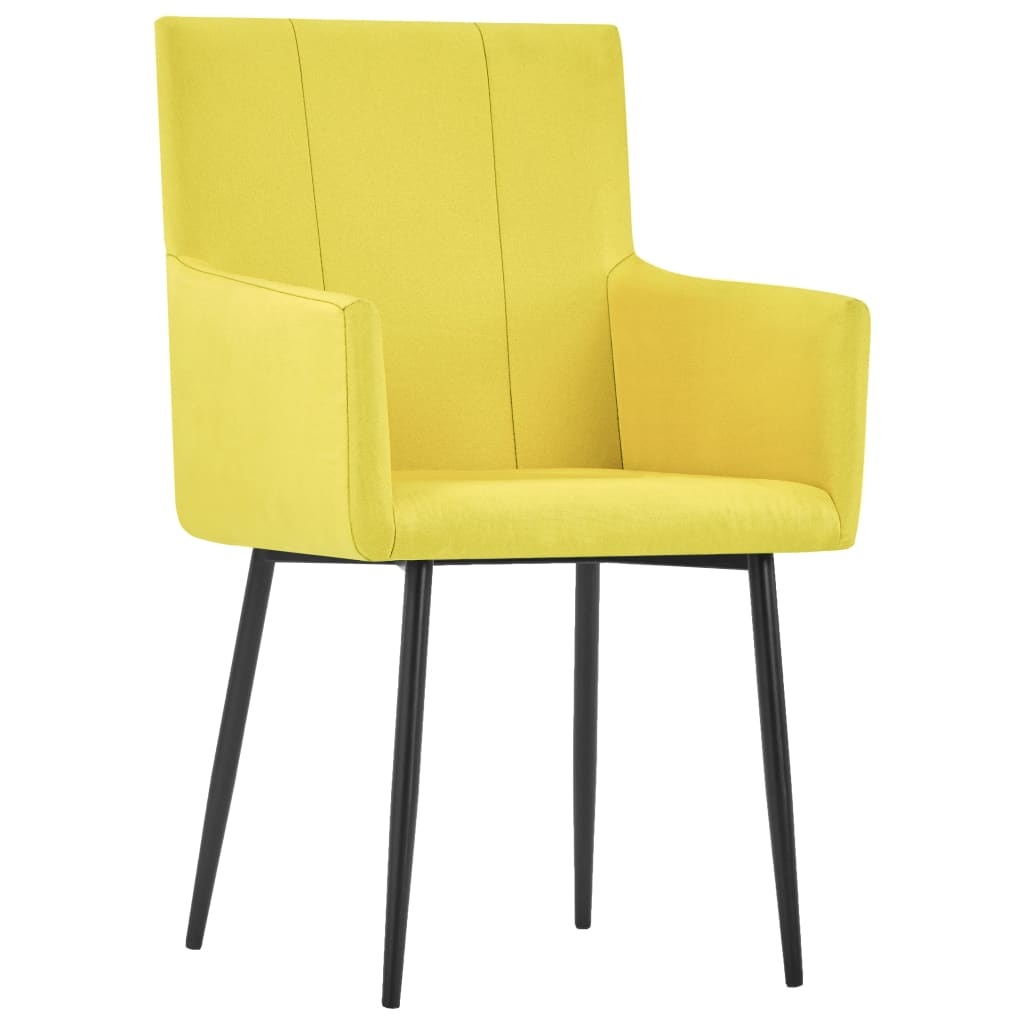 VidaXL Eetkamerstoelen met armleuningen 6 st stof geel