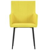 VidaXL Eetkamerstoelen met armleuningen 6 st stof geel