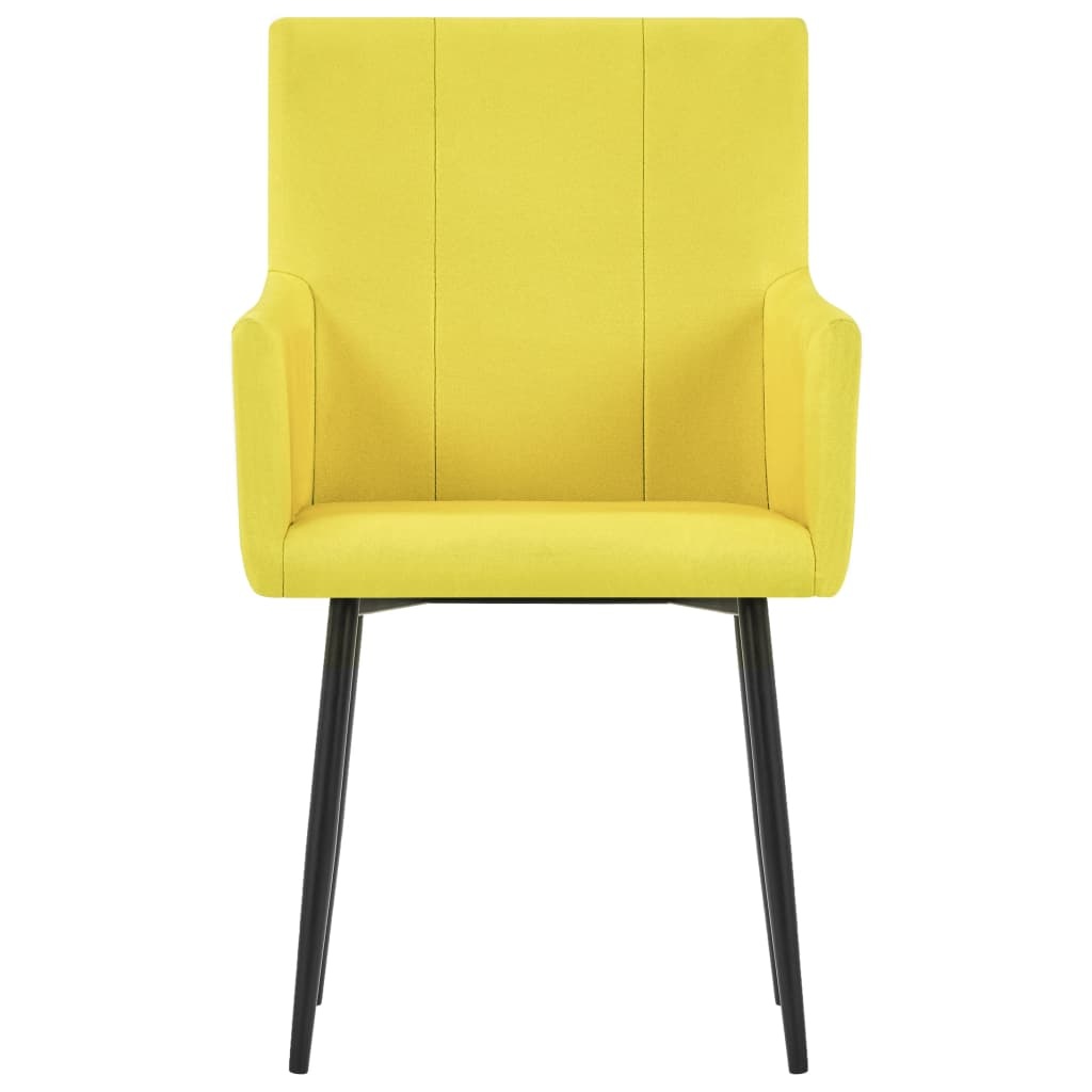 VidaXL Eetkamerstoelen met armleuningen 6 st stof geel
