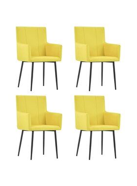 VidaXL Eetkamerstoelen met armleuningen 4 st stof geel