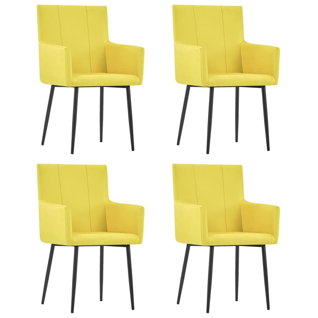 VidaXL Eetkamerstoelen met armleuningen 4 st stof geel