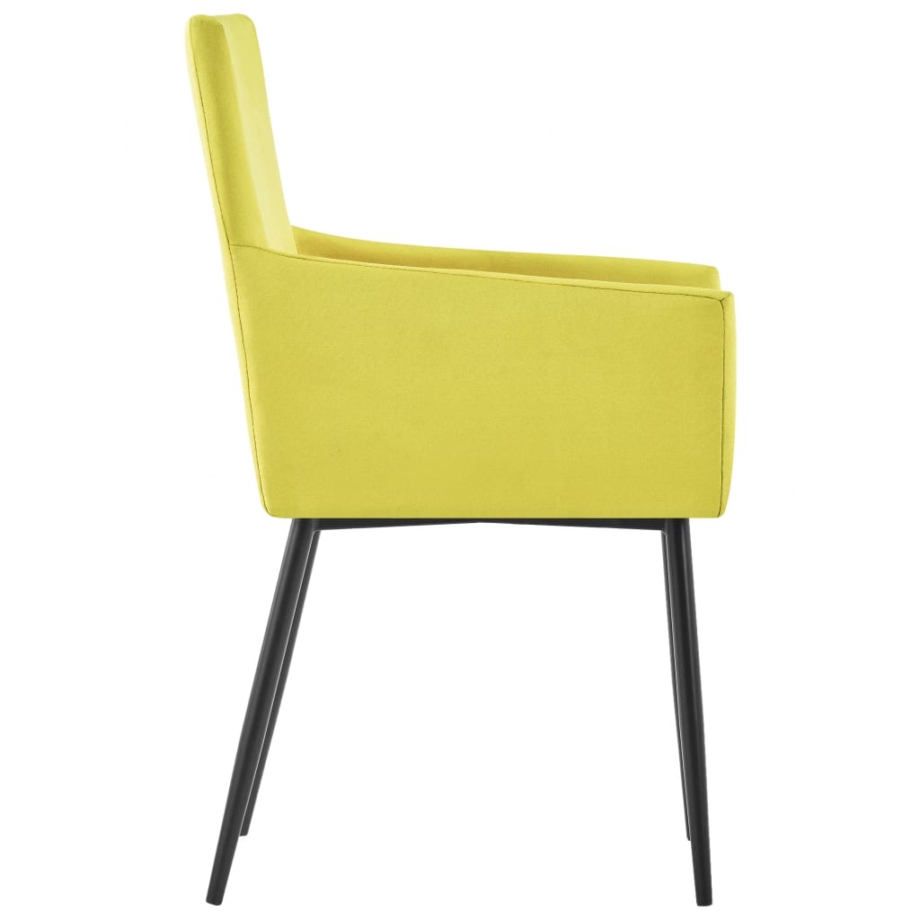 VidaXL Eetkamerstoelen met armleuningen 4 st stof geel