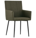 VidaXL Eetkamerstoelen met armleuningen 6 st stof bruin