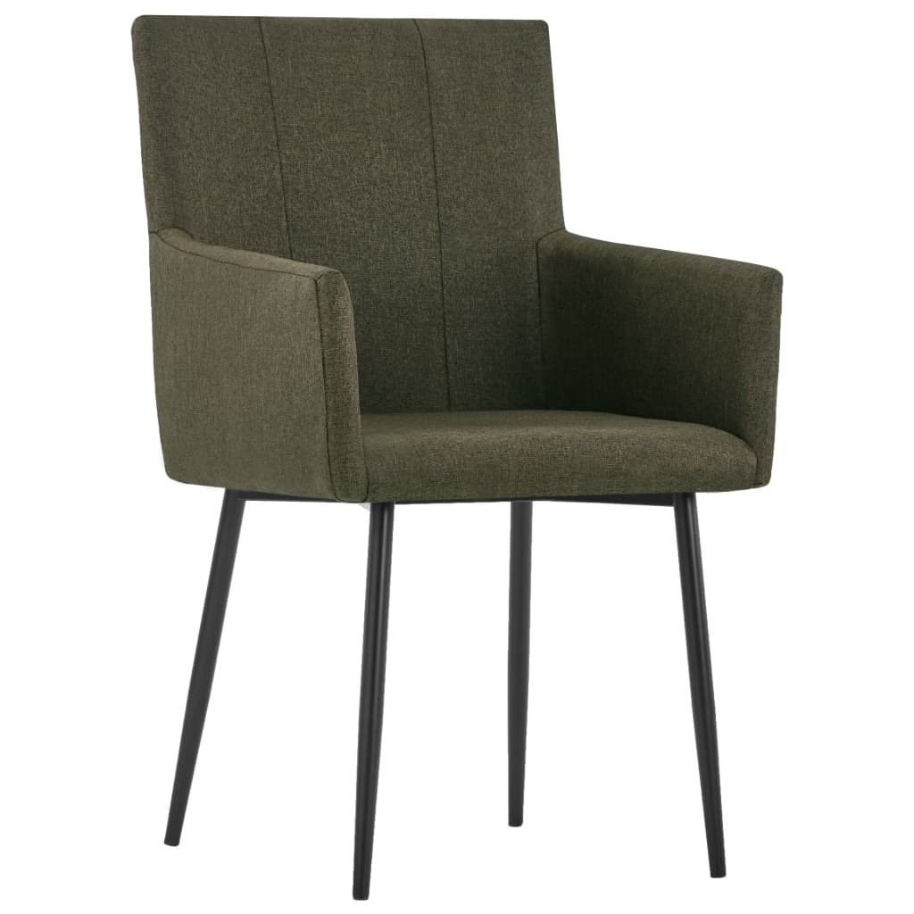VidaXL Eetkamerstoelen met armleuningen 6 st stof bruin