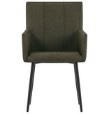 VidaXL Eetkamerstoelen met armleuningen 6 st stof bruin