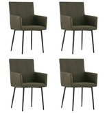 VidaXL Eetkamerstoelen met armleuningen 4 st stof bruin