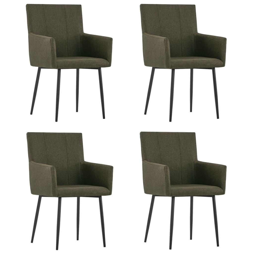 VidaXL Eetkamerstoelen met armleuningen 4 st stof bruin