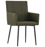 VidaXL Eetkamerstoelen met armleuningen 4 st stof bruin