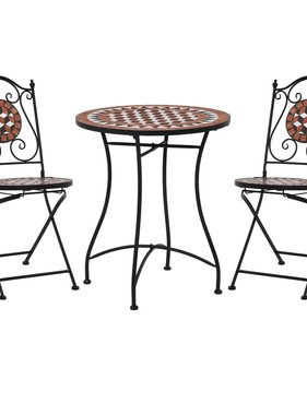 VidaXL 3-delige Bistroset mozaïek keramische tegel terracottakleurig