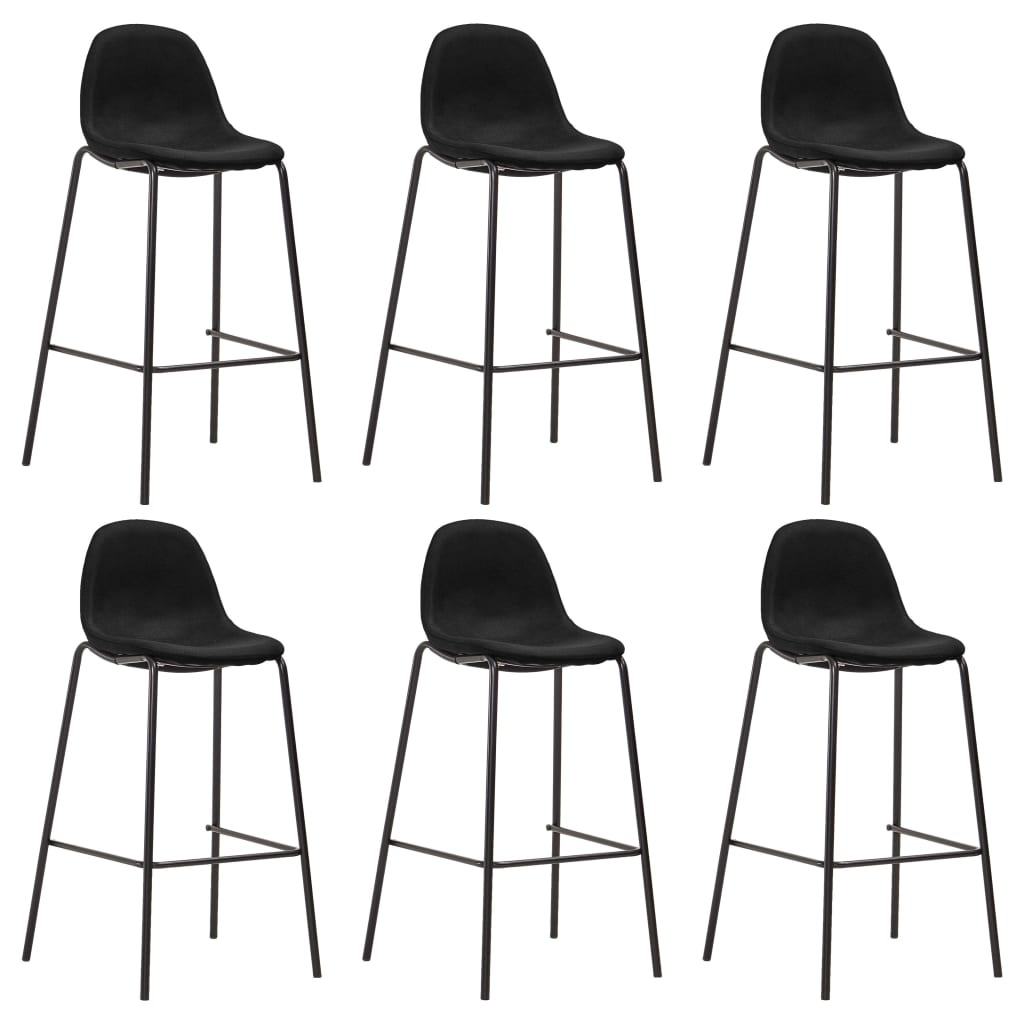 VidaXL Barstoelen 6 st stof zwart