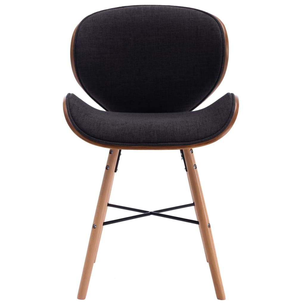VidaXL Eetkamerstoelen 4 st stof en gebogen hout donkergrijs