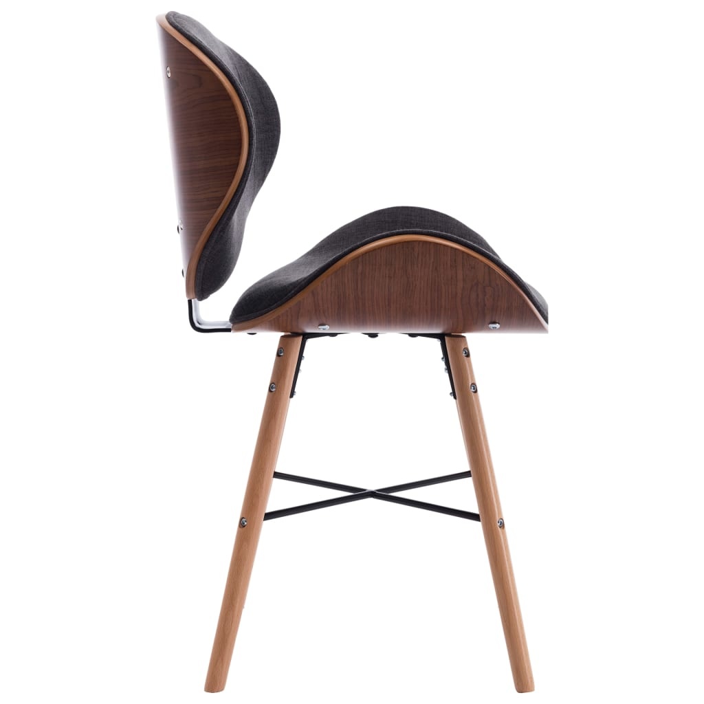 vidaXL Eetkamerstoelen 4 st stof en gebogen hout donkergrijs