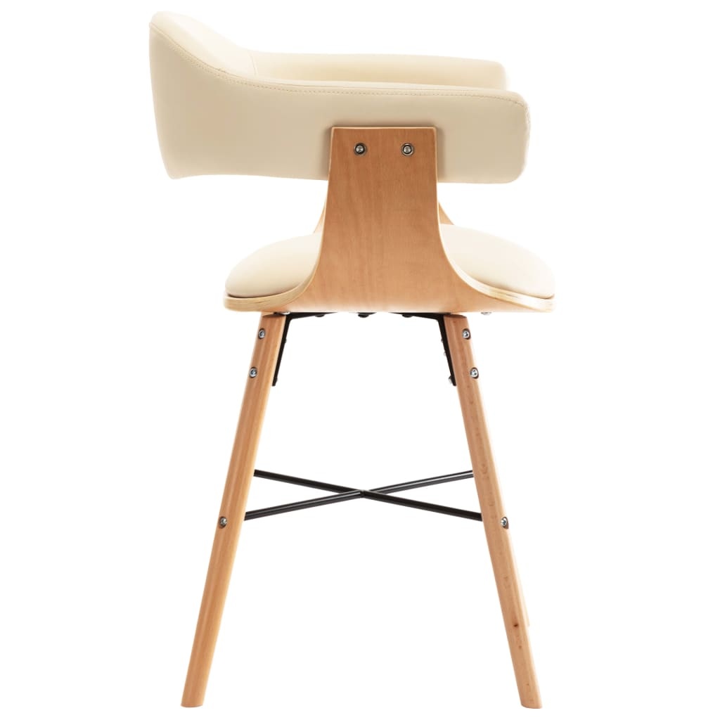 vidaXL Eetkamerstoelen 4 st kunstleer en gebogen hout crème