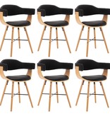 VidaXL Eetkamerstoelen 6 st kunstleer en gebogen hout zwart