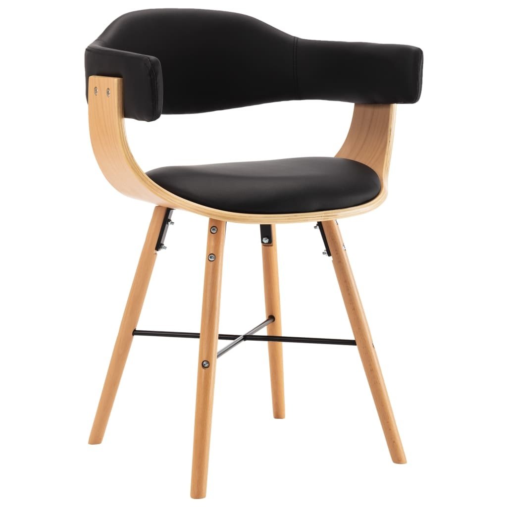 vidaXL Eetkamerstoelen 6 st kunstleer en gebogen hout zwart