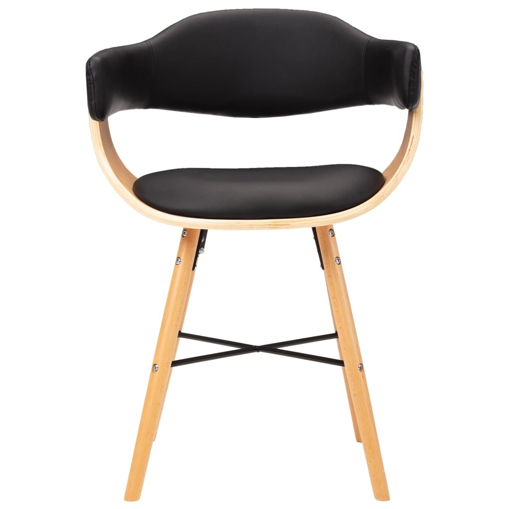 vidaXL Eetkamerstoelen 6 st kunstleer en gebogen hout zwart