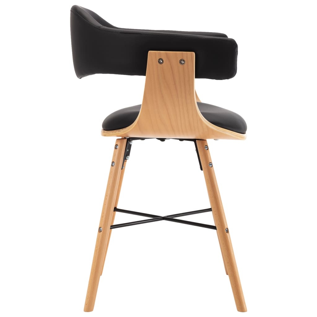 vidaXL Eetkamerstoelen 6 st kunstleer en gebogen hout zwart