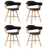 VidaXL Eetkamerstoelen 4 st kunstleer en gebogen hout zwart