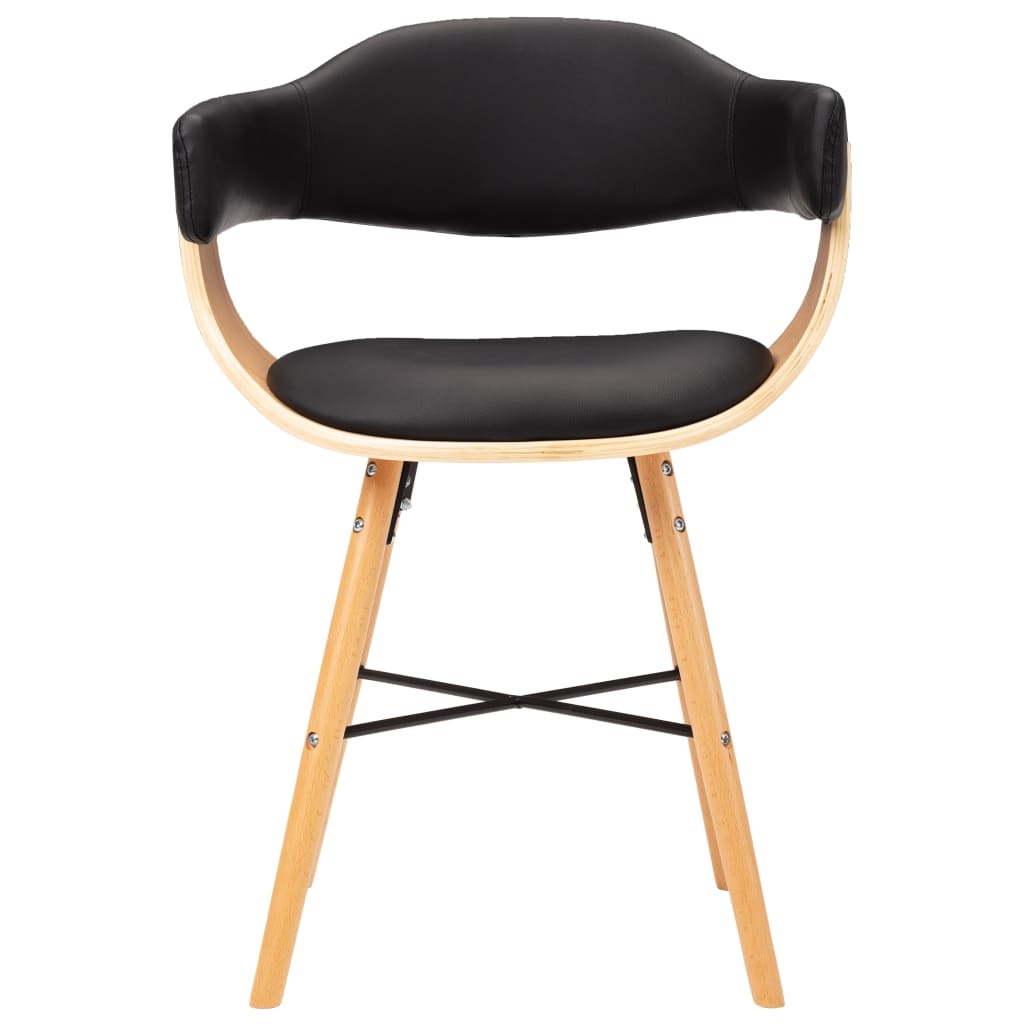 VidaXL Eetkamerstoelen 4 st kunstleer en gebogen hout zwart