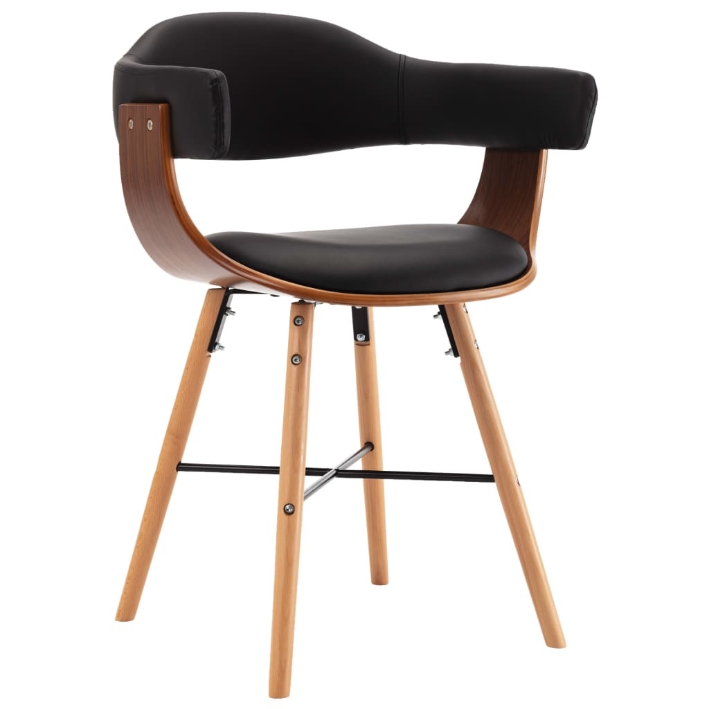 VidaXL Eetkamerstoelen 4 st kunstleer en gebogen hout zwart