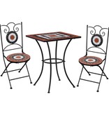 VidaXL 3-delige Bistroset mozaïek keramische tegel terracotta en wit