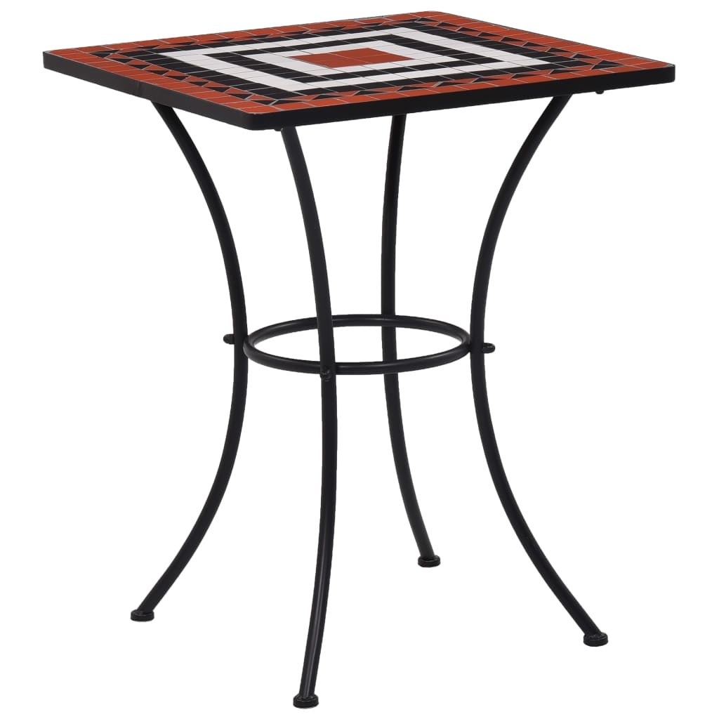 VidaXL 3-delige Bistroset mozaïek keramische tegel terracotta en wit