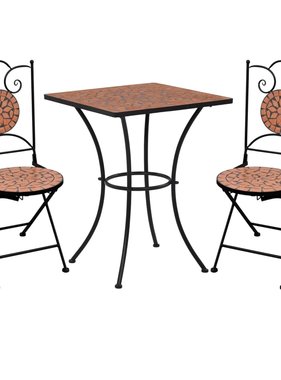 VidaXL 3-delige Bistroset mozaïek keramische tegel terracottakleurig