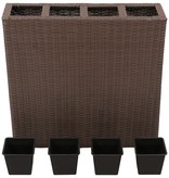VidaXL Plantenbak verhoogd met 4 potten 2 st poly rattan bruin