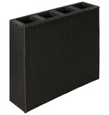 vidaXL Plantenbak verhoogd met 4 potten 2 st poly rattan zwart