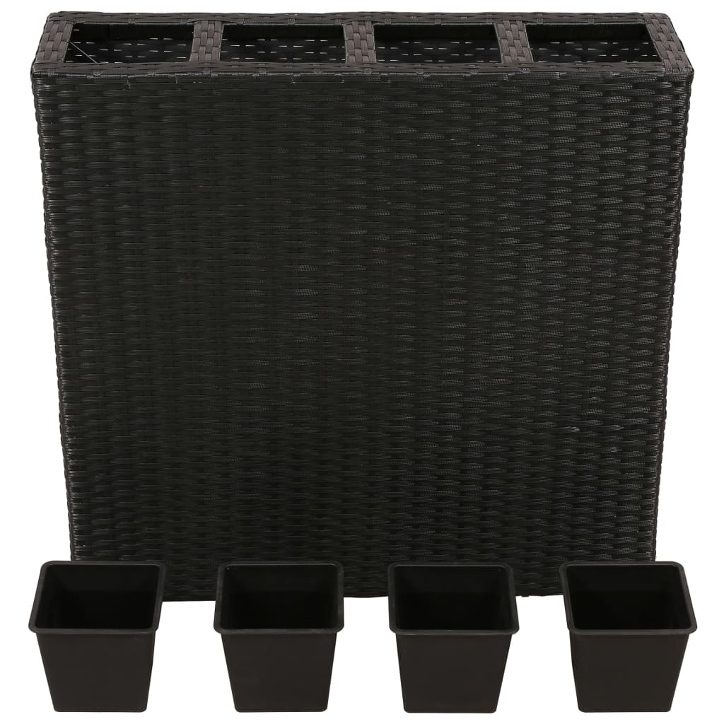 vidaXL Plantenbak verhoogd met 4 potten 2 st poly rattan zwart