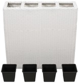 VidaXL Plantenbak verhoogd met 4 potten 2 st poly rattan wit