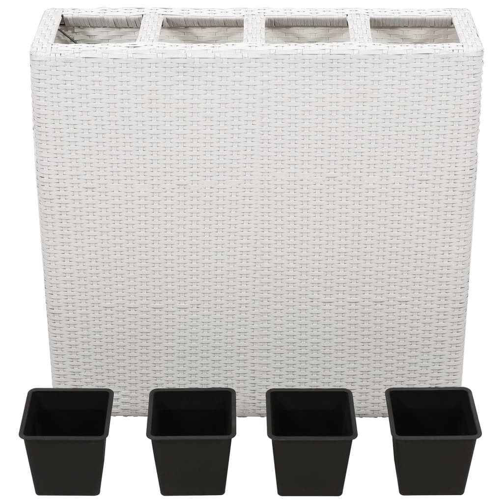 vidaXL Plantenbak verhoogd met 4 potten 2 st poly rattan wit