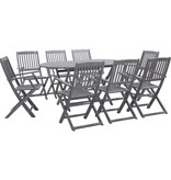 VidaXL 9-delige Tuinset massief acaciahout grijs