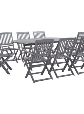 VidaXL 9-delige Tuinset massief acaciahout grijs