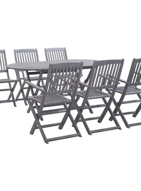 VidaXL 7-delige Tuinset massief acaciahout grijs